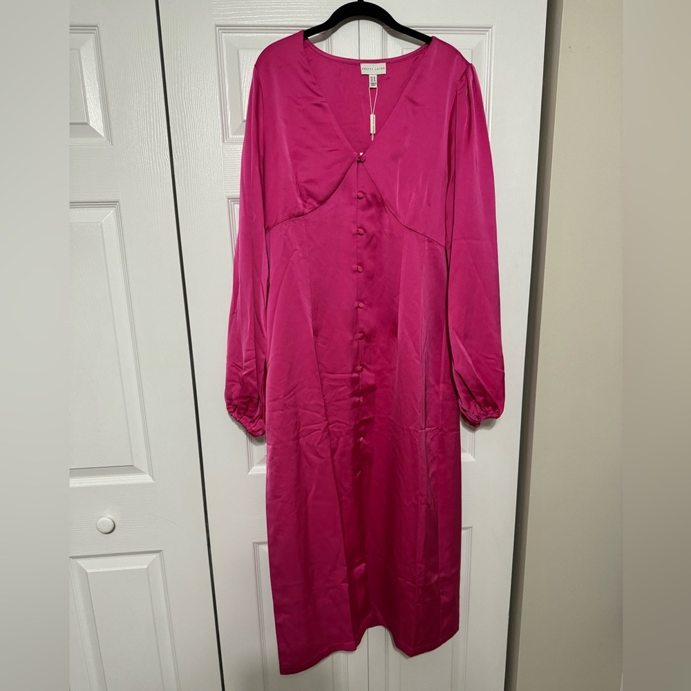 Pretty Lavish Balloon Sleeve Satin Maxi Dress